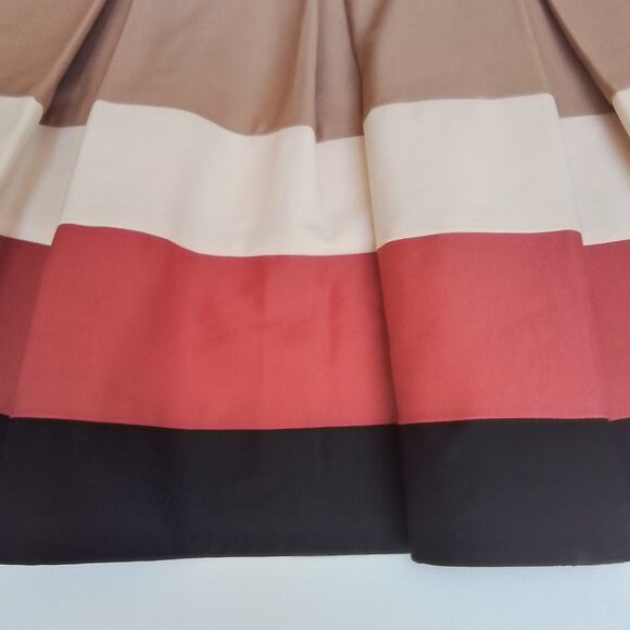 Zara Womens Skirt M Pink Black Beige Color Block Canvas pleated Mini Zipper - Picture 5 of 9